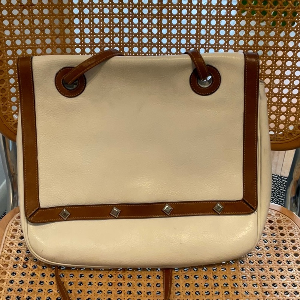 White and Brown trim purse